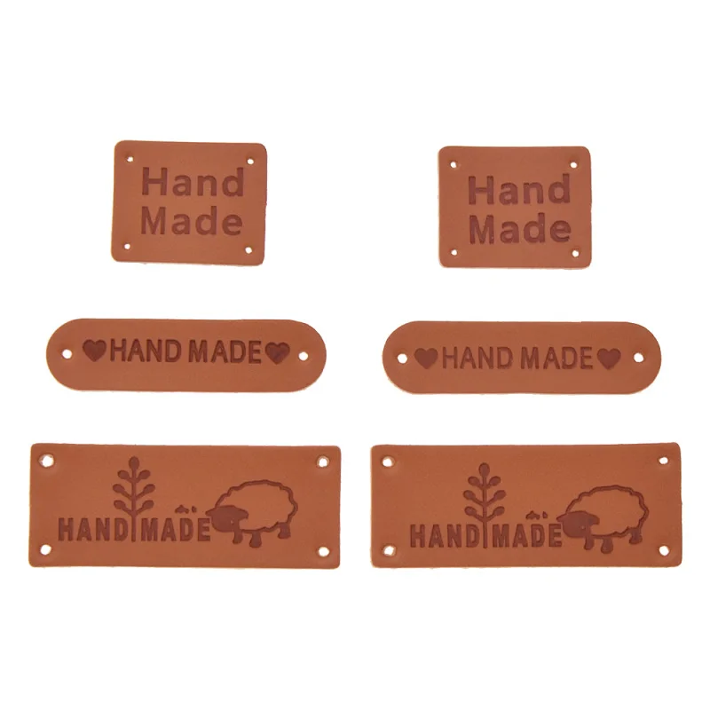 25 шт./лот этикетки из искусственной кожи ручной работы с принтом для одежды
