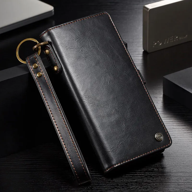 Чехол мне чехол для samsung Galaxy Note 9 8 Note10 S8 S9 S10 Plus E Ретро ремень захлестывающийся чехол-портмоне для телефона на магните съемный чехол s сумка - Цвет: Черный