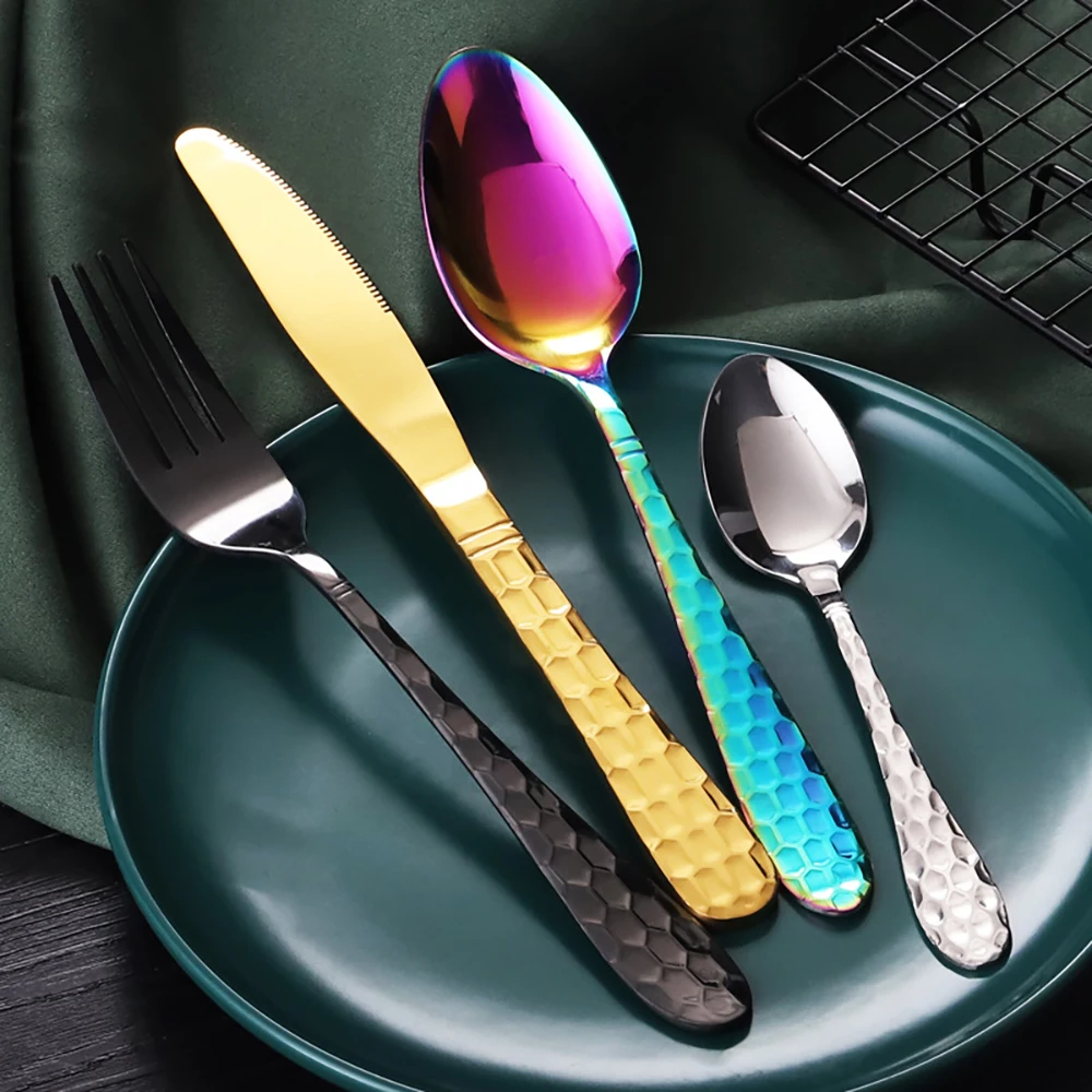 4 шт. золотой набор посуды Нержавеющая сталь можно мыть в посудомоечной машине