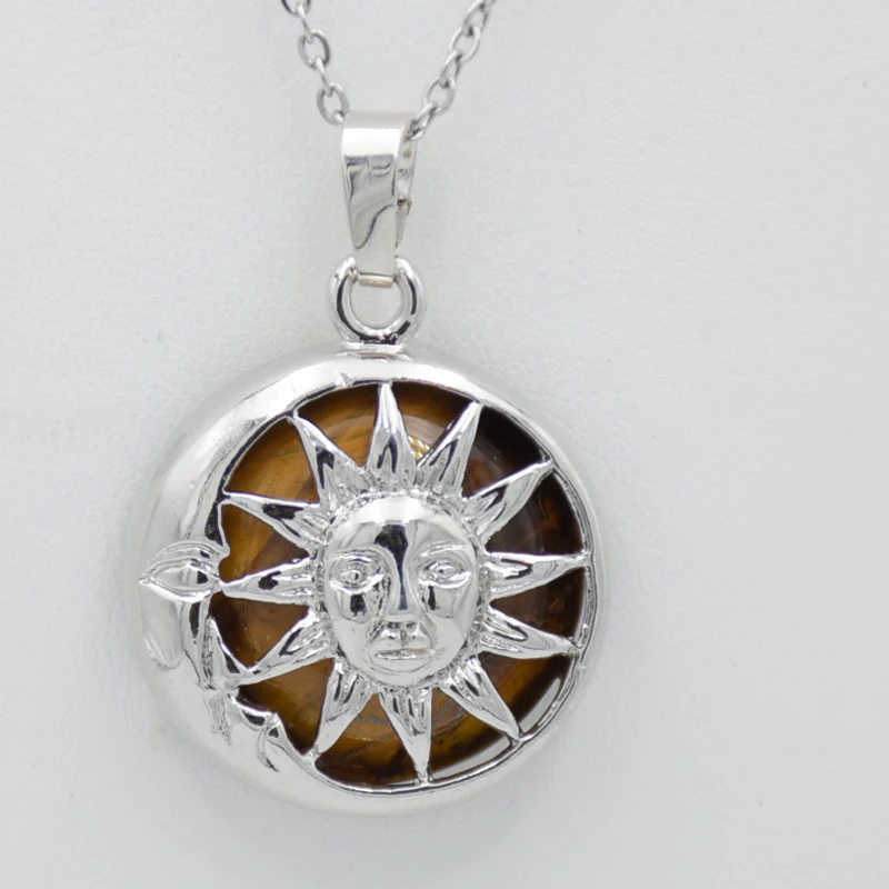 Подвески Moon Sun God и ожерелья серебряного цвета в коробке круглые бусины из