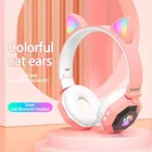 Цветная (RGB) вспышка светильник с милыми кошачьими ушками, беспроводные наушники подавление шума гарнитура Bluetooth детская гарнитура с микрофоном для телефона
