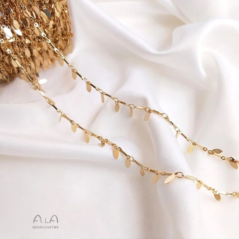 

50 CM/Set 14K Gold Never Fade Hand Chain Hanging Water Drop Leaves Loose Chain Diy Bracelet As A Sling Bracelet Ear Hanging