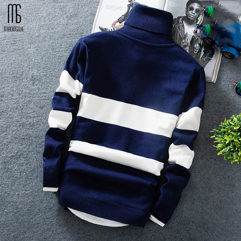 Manoswe/осенне-зимний мужской модный пуловер с высоким воротником Вязаный свитер