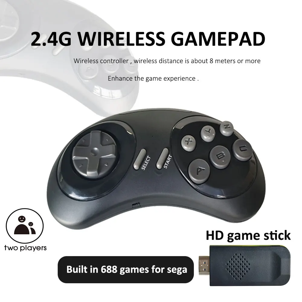 HD Game Stick 16 Bit Video Consoles Built in 688 Retro Games For Sega Genesis Mini 4K Wireless TV Console | Электроника