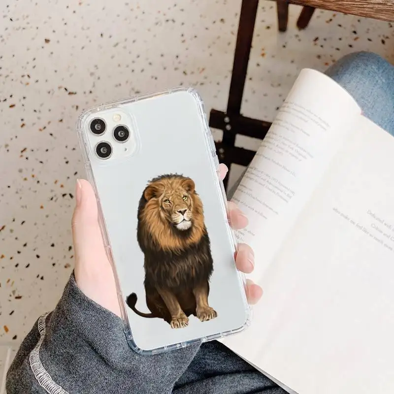 

lion King of the forest horror animal Phone Case Transparent soft For iphone 5 5s 5c se 6 6s 7 8 11 12 plus mini x xs xr pro max
