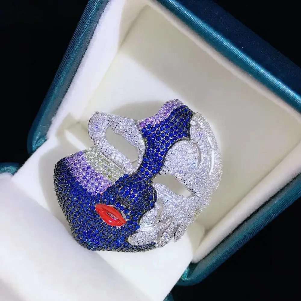 cubic zircon mask brooch unisex jewelry 925 sterling silver fine women men free shipping high quality | Украшения и аксессуары