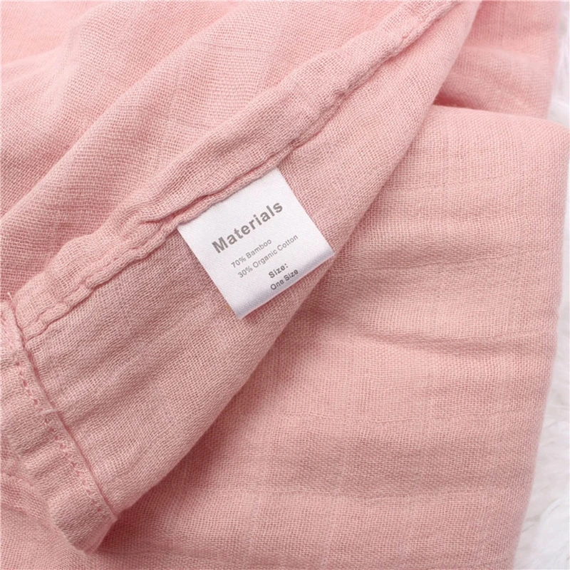 

120x120cm Baby Muslin Bamboo Fiber Receiving Blanket Infants Swaddling Wrap 2 Layers Gauze Sleepsack Towel Solid Color