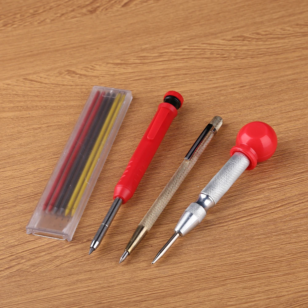 

2pcs Solid Carpenter Pencils with 6 Refills Set Mechanical Pencil Construction Marker Marking Tool for Architect