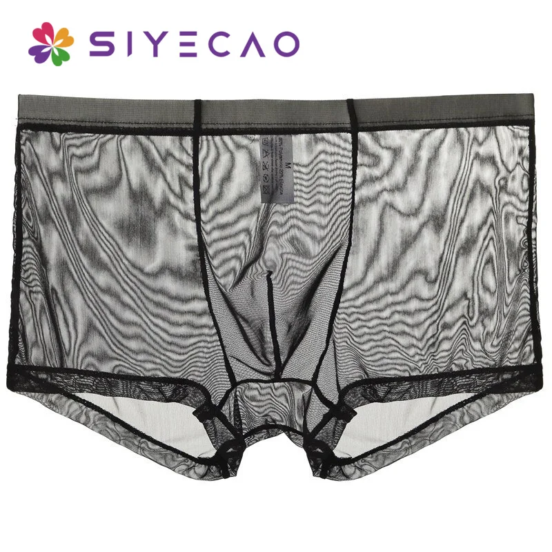 Новые сексуальные дышащие тонкие шорты-боксеры мужское Сетчатое прозрачное