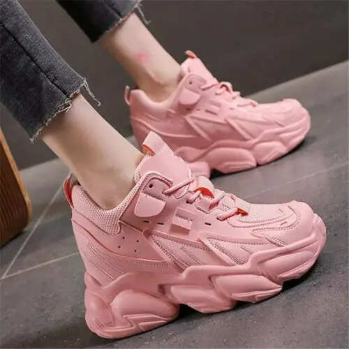 

Women Breathable Platform Wedge High Heels Fashion High Top Casual Lace Up B24