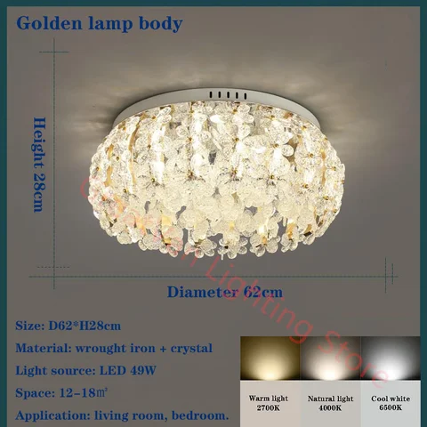 Роскошный круглый золотой потолочный светильник, современная хрустальная лампа для гостиной, столовой, спальни, скандинавский большой домашний декор, светодиодная лампа