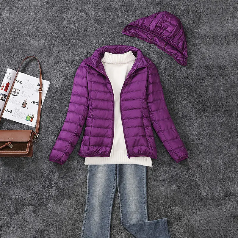 

2020 Womens Jacket Coats Detachable Hat Autumn Winter Female Coat Duck Down Hooded Light Thin Slim Style Plus Size 5XL Clothing