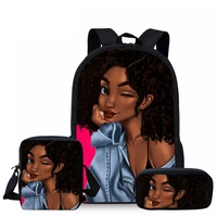 3pcsset school bags for kids black art african girl printing school bagpack children shoulder book bags satchel