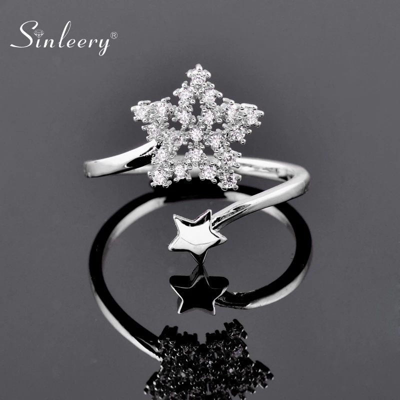 SINLEERY элегантные кольца миди с микрозакрепкой кристалл звезда снежинка