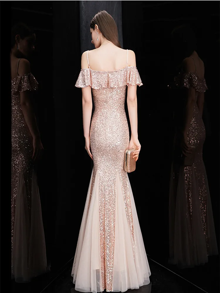 Evening Dress Abendkleider 2020 Formal Sweetheart Rose Gold Sequined Mermaid Dresses Long Robe De Soiree | Свадьбы и торжества