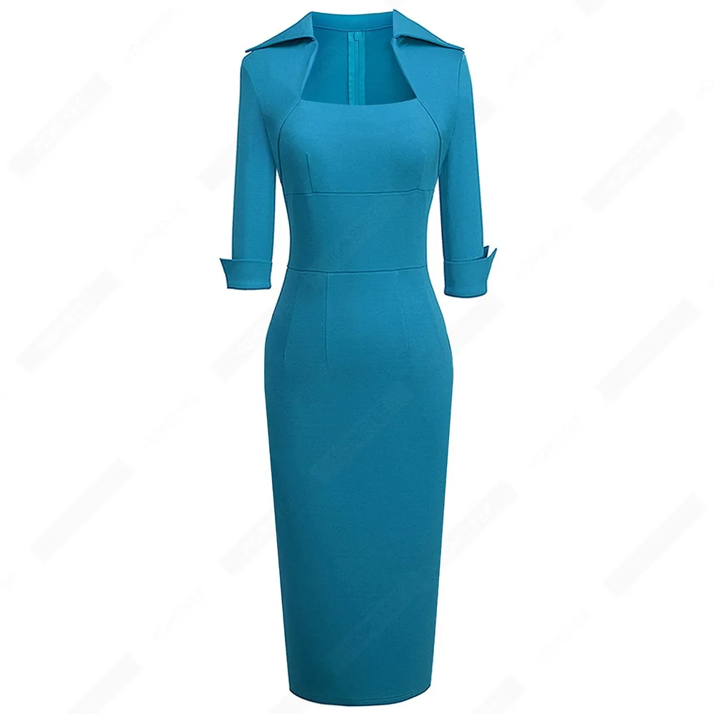 Женское однотонное облегающее деловое офисное винтажное повседневное осеннее