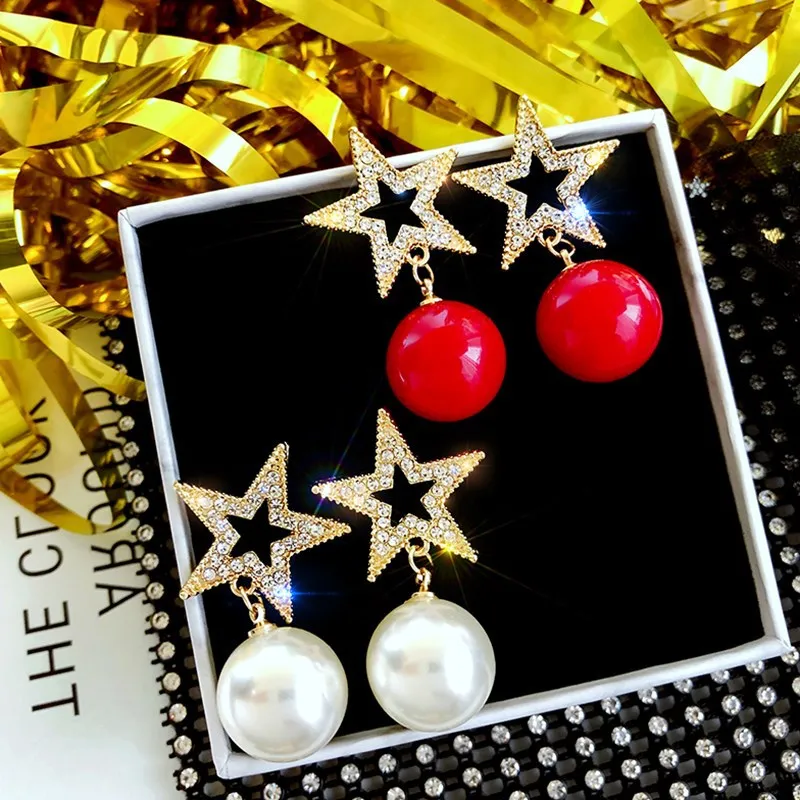 S925 Серебряная игла Advanced Sense Pentacle женские серьги с жемчугом Сетка Красный