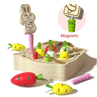 childrens wooden rabbit pulling radish and catching insects game baby early enlightenment training montessori educational toys
