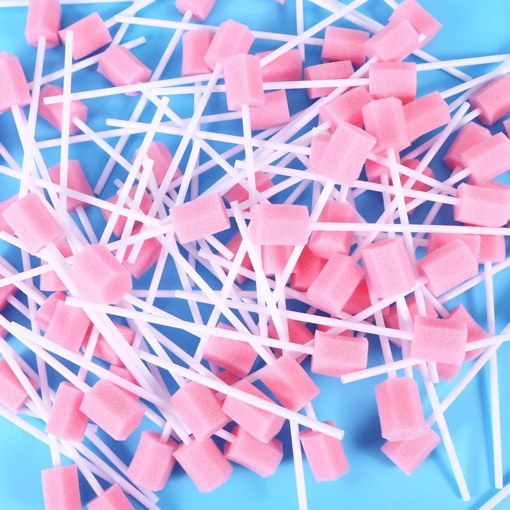 

100pcs Disposable Oral Care Sponge Swab Tooth Cleaning Mouth Swabs )