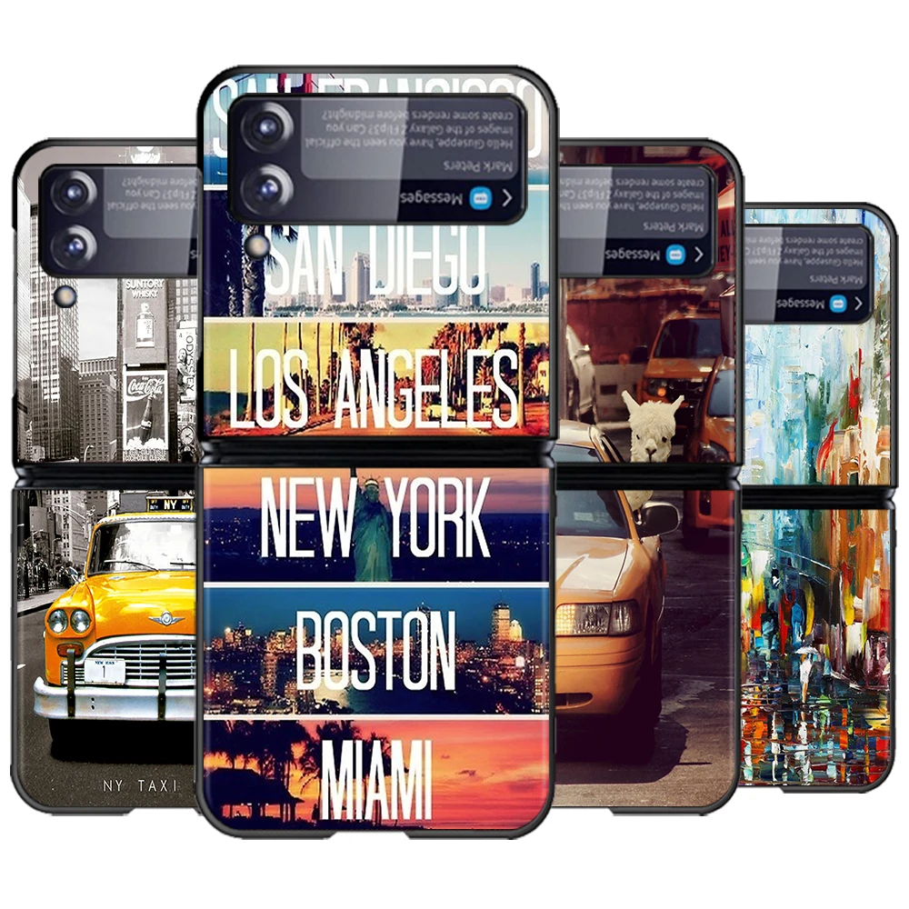 Чехол для телефона с изображением Нью-Йорка Сан-Франциско такси Samsung Galaxy Z Flip Flip3 5G