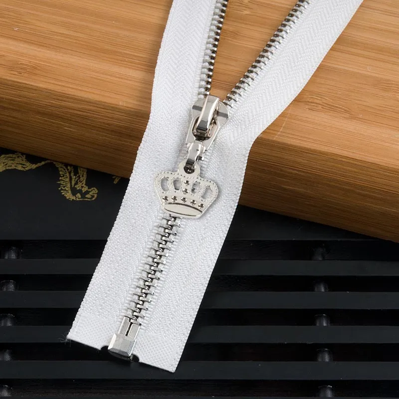 whitesilver85cm 1 шт. 85 см 120 см 5# Корона металлическая молния экологически чистое открытое пальто куртки застежки-молнии для шитья одежды молнии DIY ремесло KY964 - Цвет: whitesilver85cm