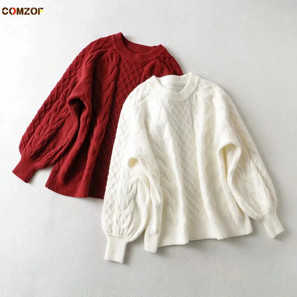 

2021 Autumn Winter Women Pullover Sweaters Long Sleeve Loose Knitting Tops Clothing Korean Fashion Sweater Roupas Femininas