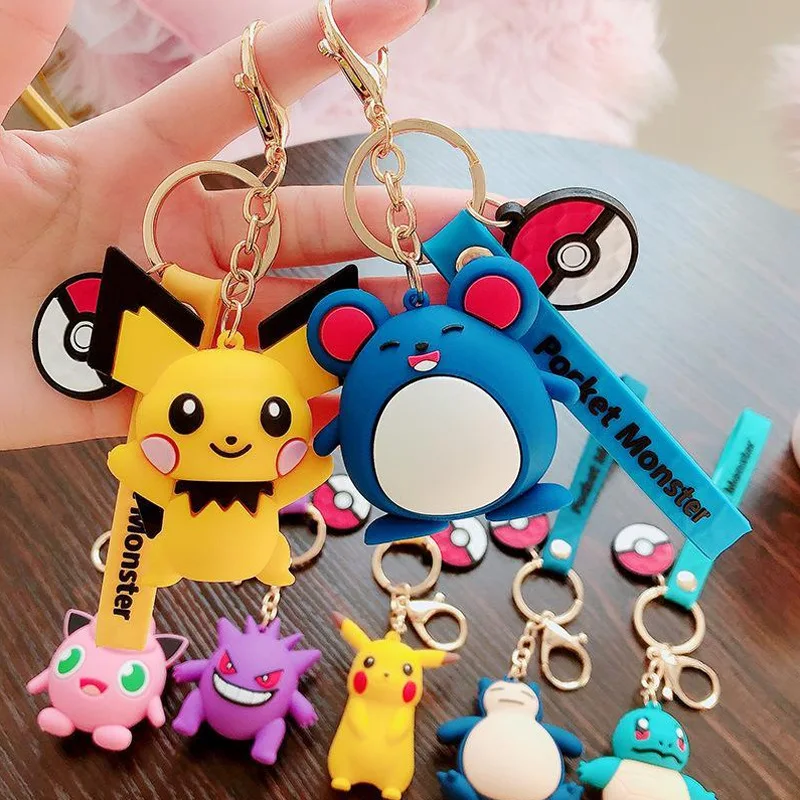 Action Pocket Monster Keychain Toys Cartoon Pokemon Squirtle Pikachu Cute Doll Key Chain Pendant Creative Gift For Childern | Игрушки и