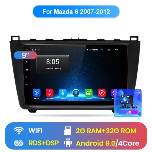 Junsun V1 2G+ 32G Android 9,0 DSP автомобильный Радио мультимедийный видео плеер для Mazda 6 2007-2012 навигация gps 2 din DVD RDS - Цвет: WIFI (2GB 32GB)