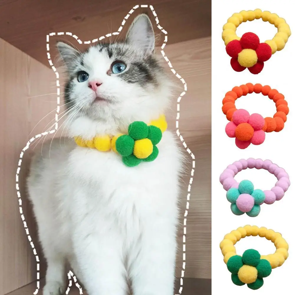 

Pet Collar Practical Anti-fade Fine Workmanship Fashion Cat Dogs Pom Poms Necklace for Kitty Cat Collar Kitten Collar