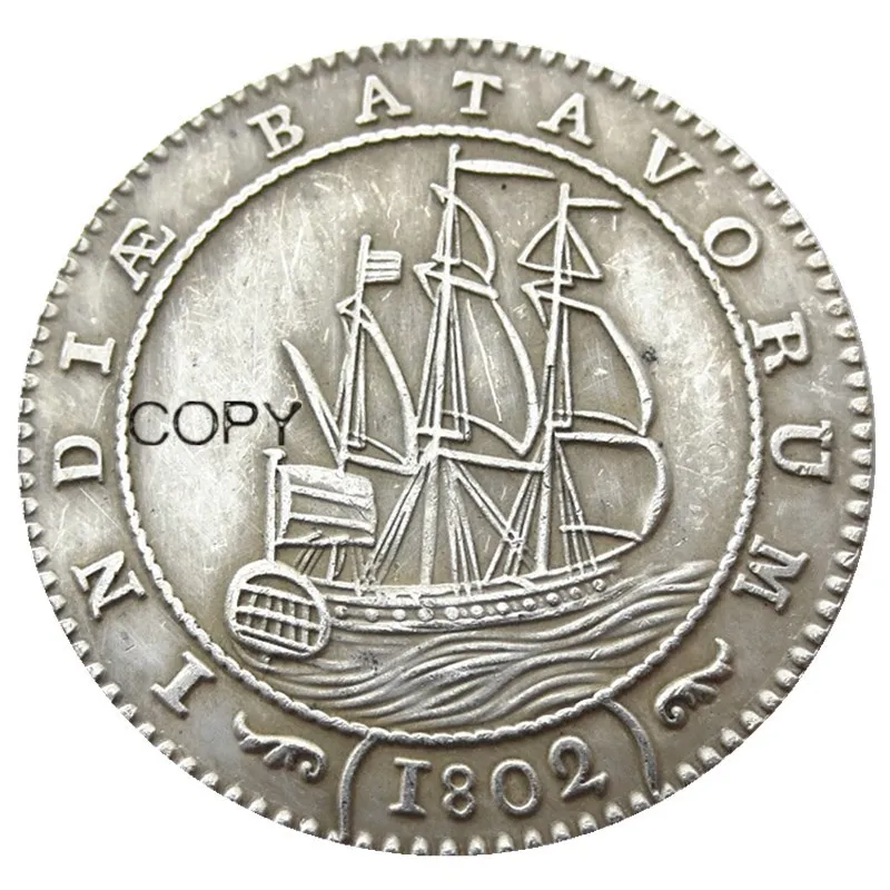 

Netherlands East Indies 1802 1/2 Gulden Silver Plated Copy Coin