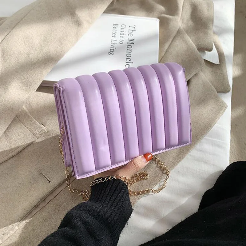 

New Designer Handbags for Women Shoulder Bag Fashion Pleated Crossbody Bags for Women 6 Colors PU Leather Lady Chain Hand Bag