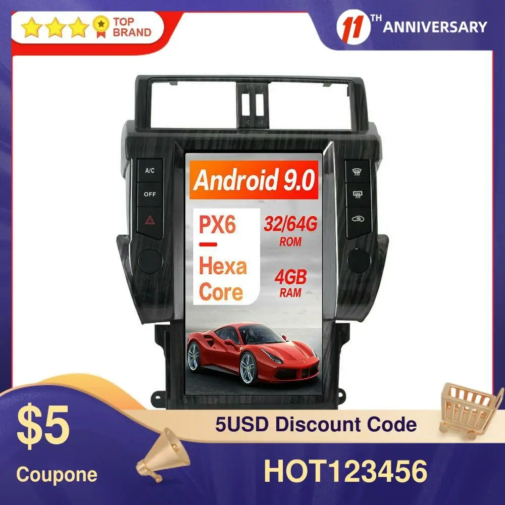 

Android 9 128/64/32 Tesla Screen For TOYOTA LAND CRUISER Prado 150 2014-2017 Car GPS Navigation Head Unit Auto Radio Multimedia