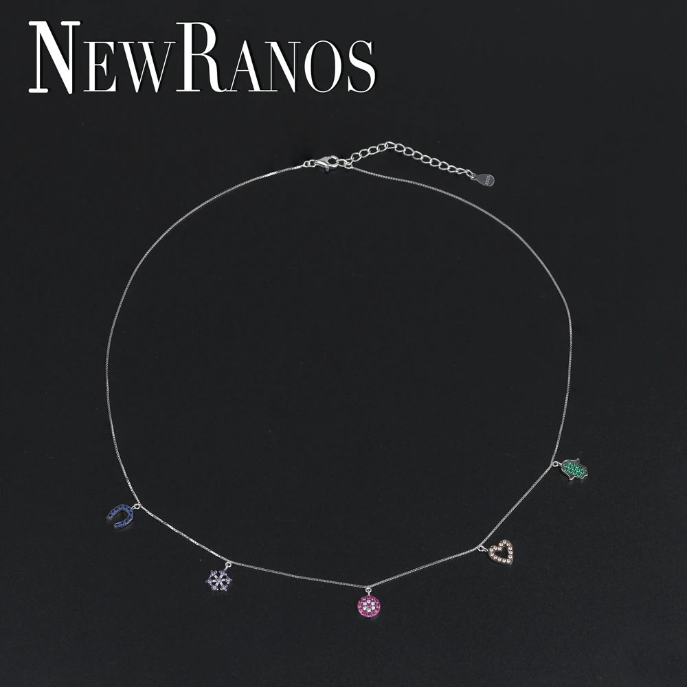 Newranos, 925 пробы, Серебряное колье, кубический циркон, модное ожерелье для воротника, женское ювелирное изделие, NYX0101242