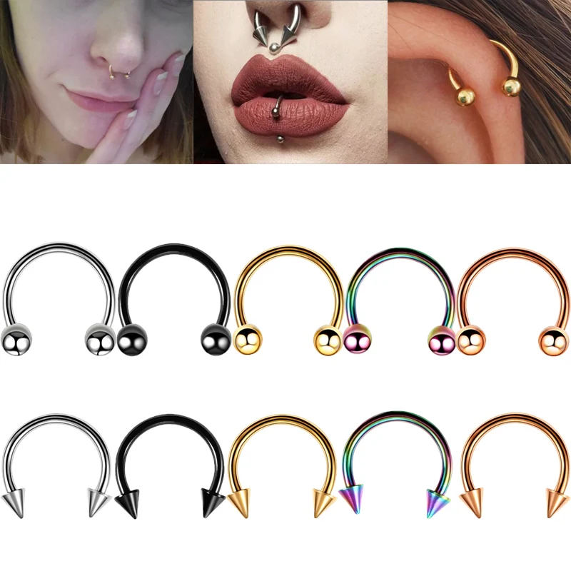 

16G 1Pc Titanium Circular for Septum Nose Ring Piercing Horseshoe C Clip BCR Tragus Helix Lip Rings Twist Piercing Body Jewelry