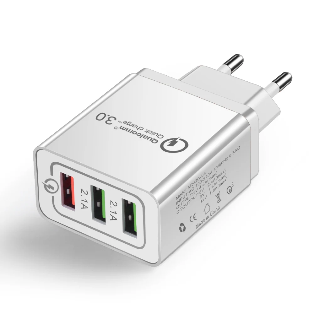 Three jack Быстрая зарядка USB 3 0 EU портативная для мобильных телефонов зарядная