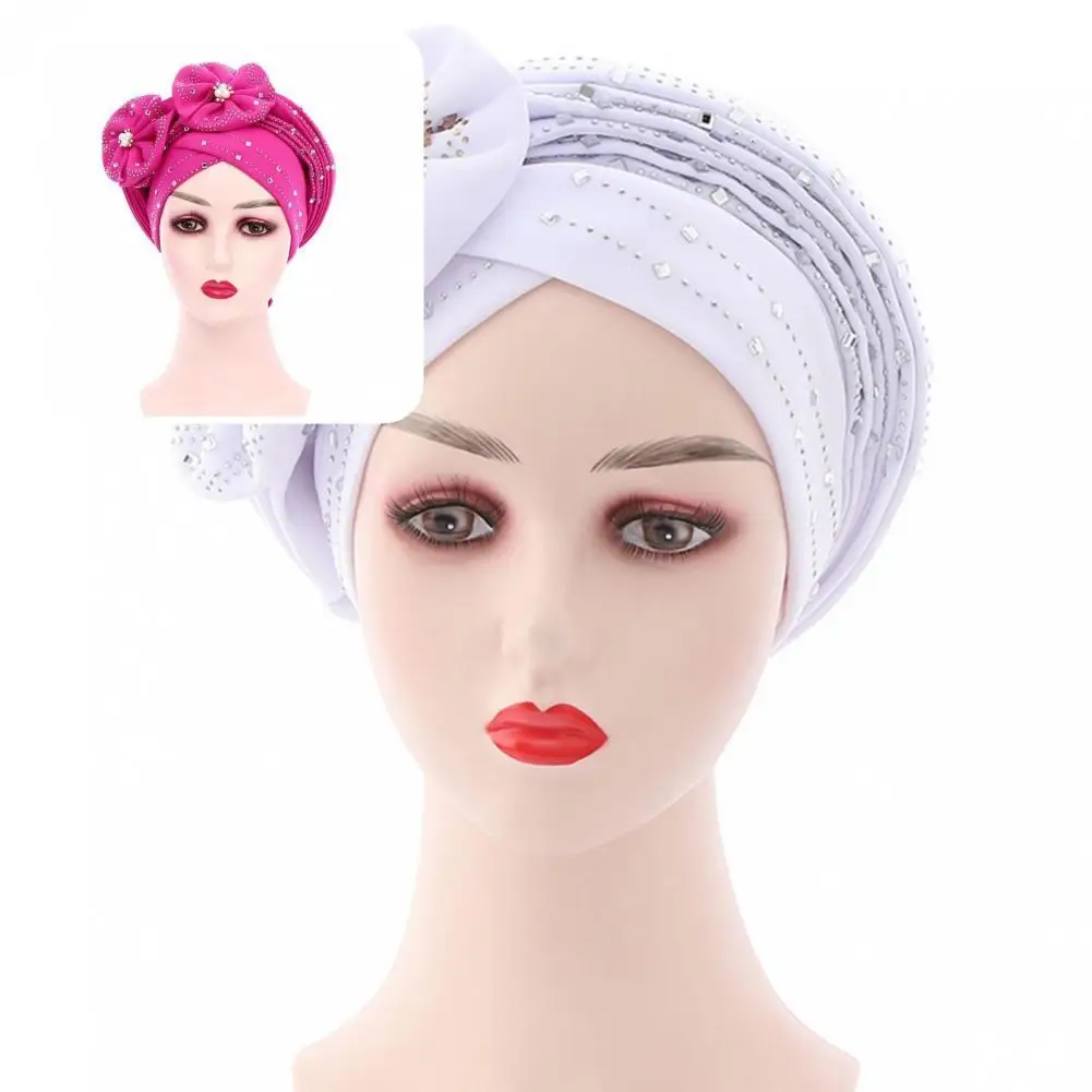 

Headwear Trendy Flower Decor Women Headscarf Hat Resuable Headscarf Cap Foldable for Travel