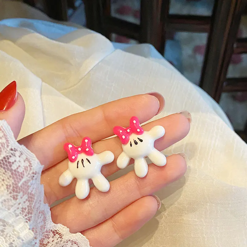 

Cute Bow Palm Stud Earrings Wholesale Korean Charm 2022 New Valentines Gift Cartoon Anime Jewelry Trend Accessories For Women
