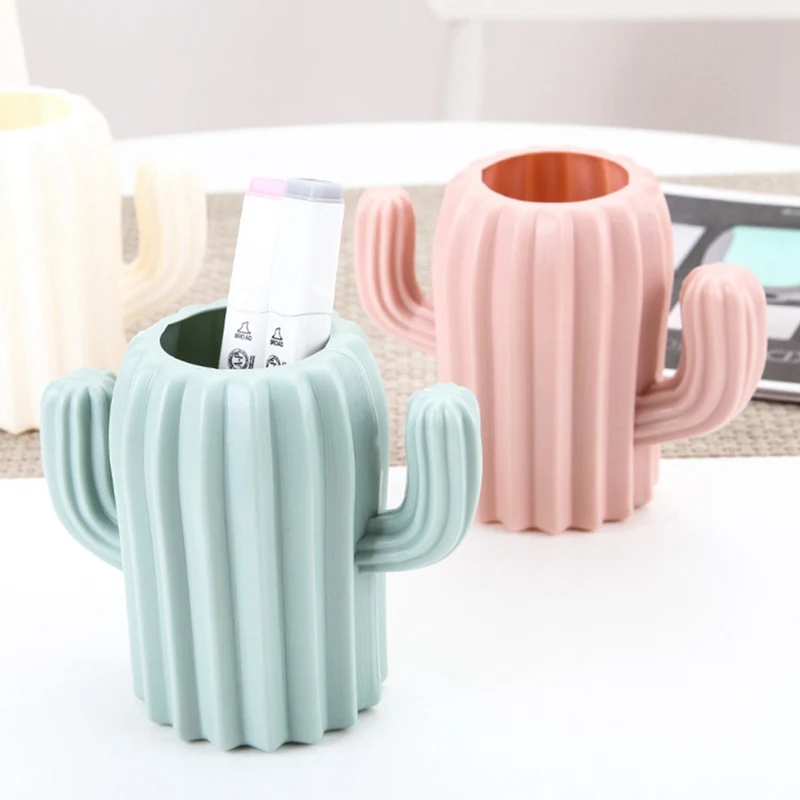 School Office Pencil Holder Organizer Cute Desk Accessories 1Pcs Creative Cactus Desktop Organizer Pen Holder Desktop Organizer