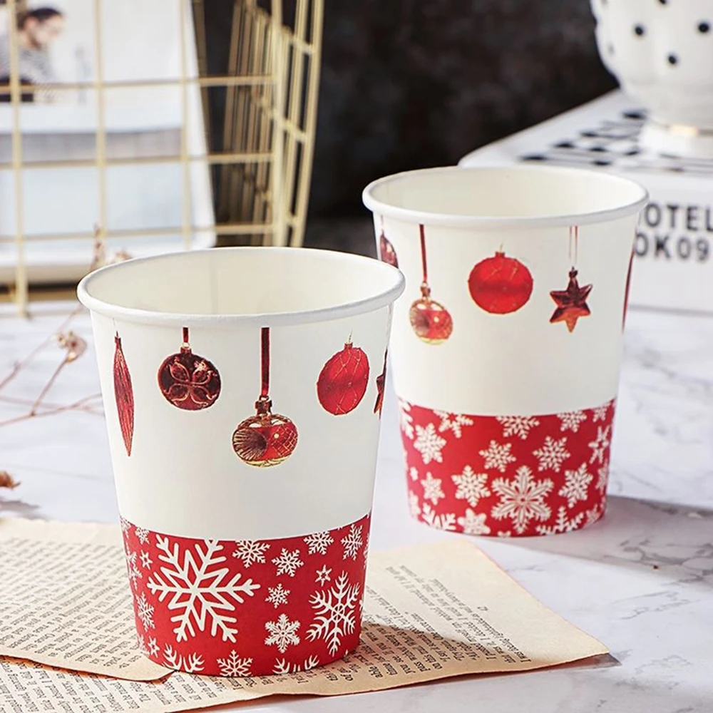 

Рождественская тема, одноразовые рождественские украшения, набор столовой посуды, рождественские искусственные бумажные тарелки, бумажны...