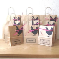 personalised hen party bag small 15cm x 19 5cm x 8cm cutom with black hen tag and hot pink ribbon classy and birthday party bag