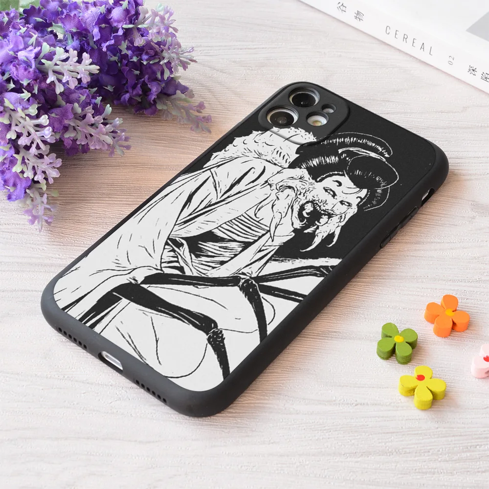 

For iPhone Geisha Black Print Soft Matt Apple Case