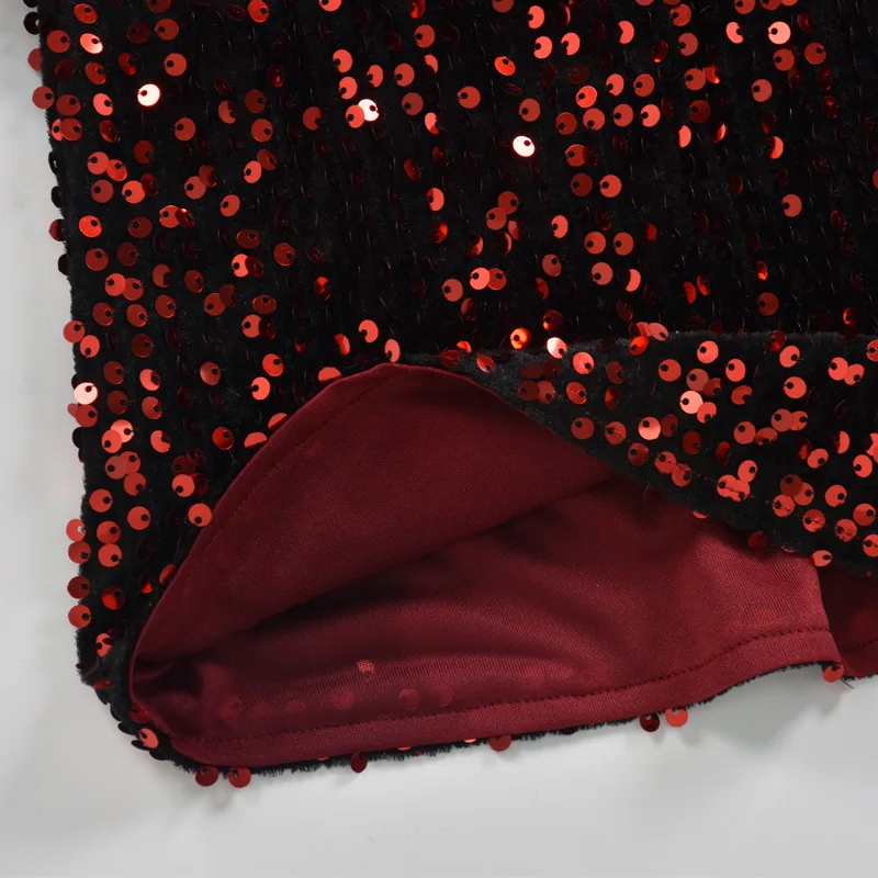 

Spring Autumn Dress Women 2021 Sequined Lined Loose Style Backless Lace Up Lantern Sleeve Mini Dress Girls D11303A