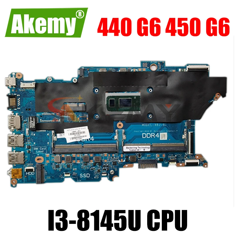 

Материнская плата для ноутбука HP ProBook 440 G6 450 G6 X8J-6L DAX8JMB16E0 оригинальная материнская плата с i3-8145U Процессор 100% полностью протестирована