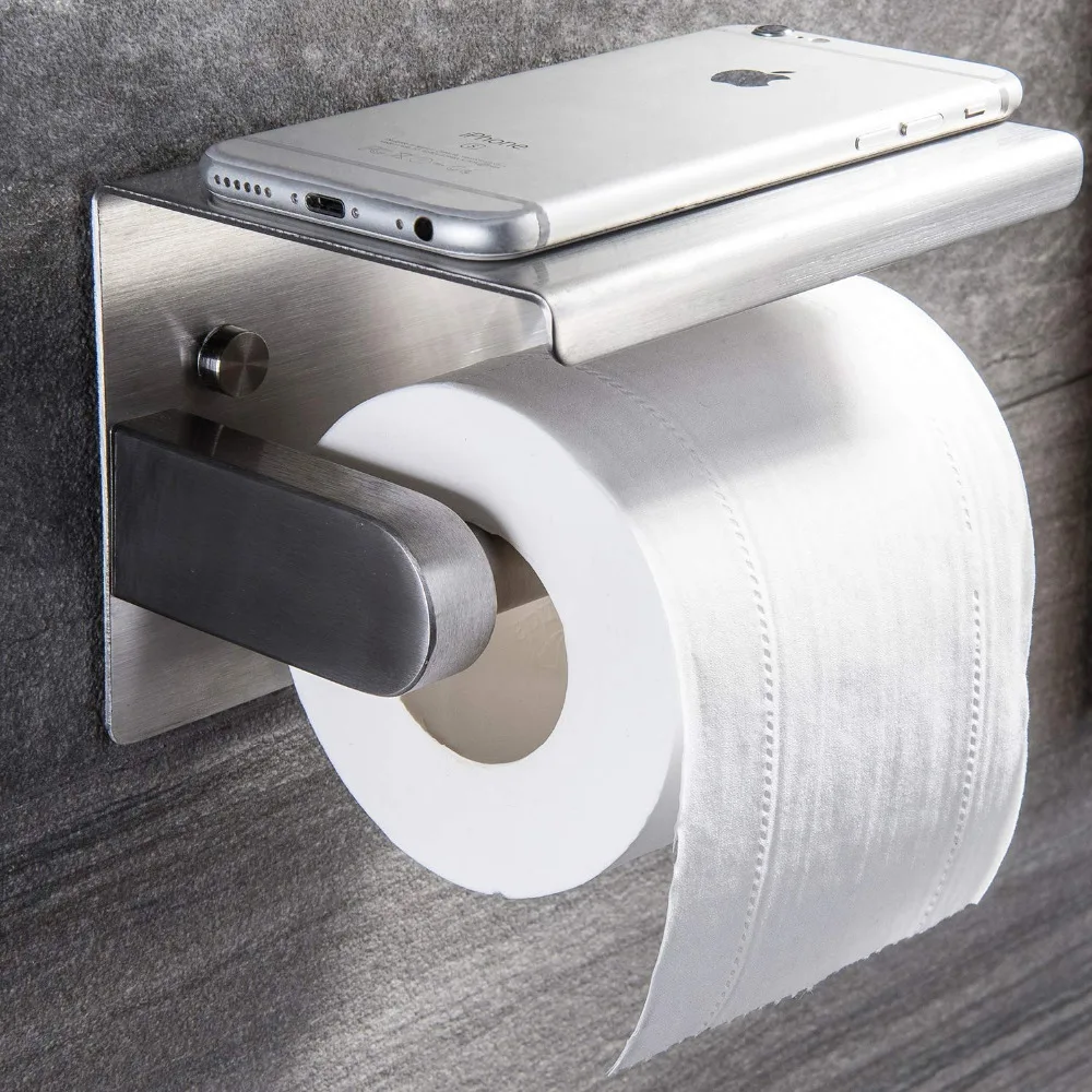 

ZUNTO 304 Stainless Steel Toliet Paper Holder Bathroom Kitchen Toilet Roll Holder Self-Adhesive Phone Holder Brushed 2019