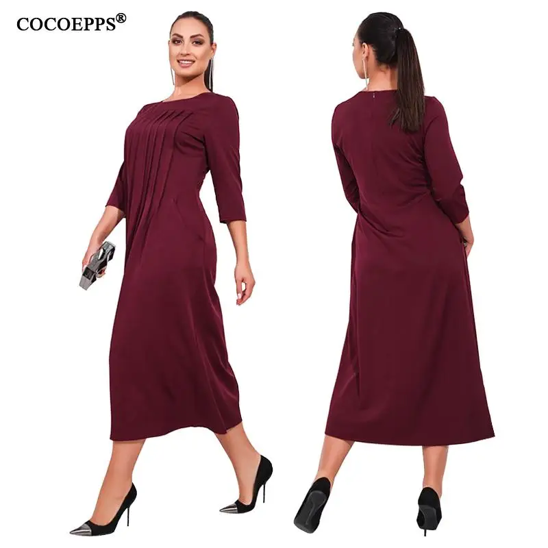 Женское платье большого размера элегантное вечернее трапеция длинное