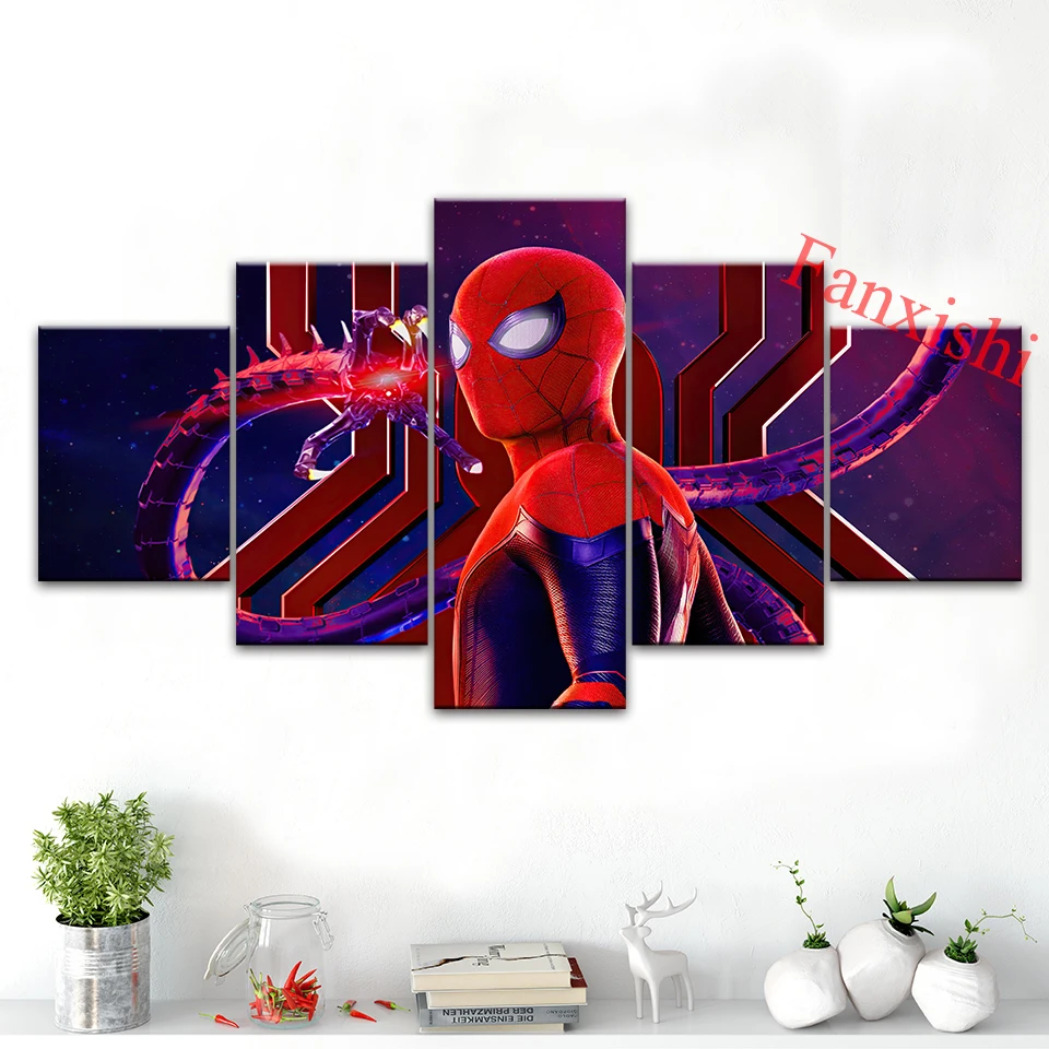 

5 Pieces Spiderman No Way Home Marvel Movie Posters And Prints Hd Wall Art Canvas Painting Pictures Boy'S Living Room Home Decor