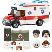 1sets city car series ambulance building blocks mini bricks doctor nurse figures medical box stretcher educational toys gifts