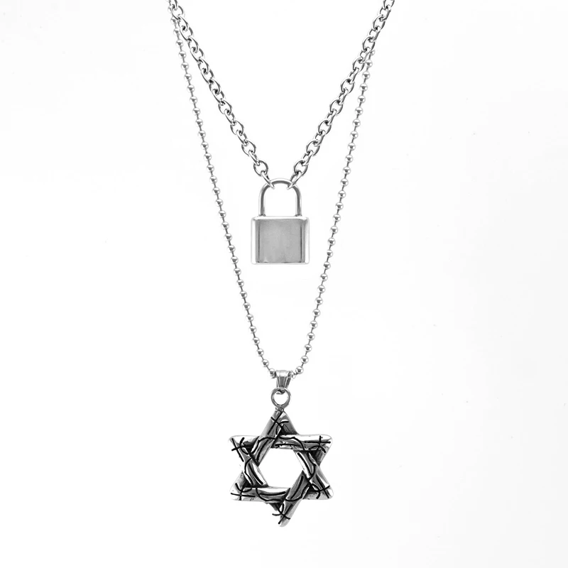 Ожерелье женское Двухслойное из нержавеющей стали ювелирное изделие с кулоном в