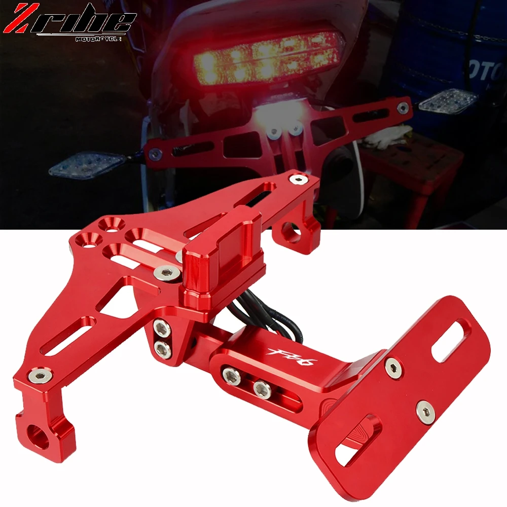 

For YAMAHA FZ6 FZ 6 2006-2013 07 08 10 11 12 CNC Motorcycle Adjustable Angle Aluminum License Number Plate Frame Holder Bracket