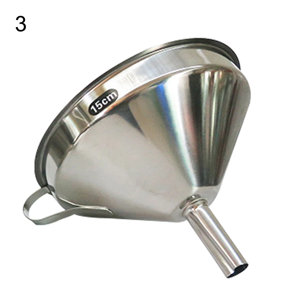 

11/13/15cm Stainless Steel Oil Funnel with Removable Strainer Cone Funnel Pour Oil Wine Liquid Hopper Durable Kitchen Gadgets